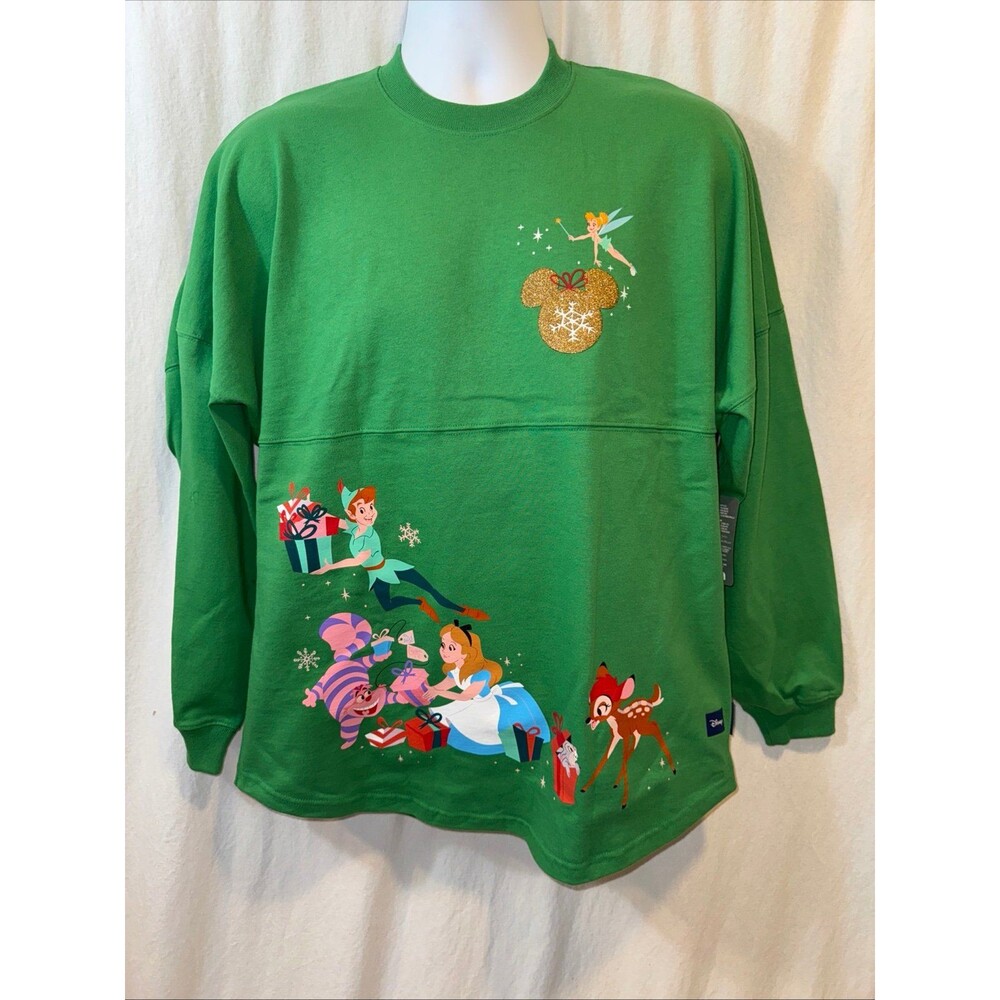 Disney Parks Classics Christmas Holiday Greetings Spirit Jersey Adults Green NEW